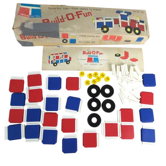 Vintage 1965 Tupperware Build-O-Fun Building Toy Set Made USA 101 - Picture 1 of 6